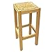 Acan - Taburete Alto de Barra Bar y Cocina de Madera Cuadrada con Paja Asiento 72 x 32 cm