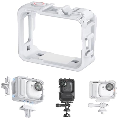 Insta360 GO Ultra �Ή� �J�����P�[�W ABS �ی�t���[��,�}�E���g �R�[���h�V���[�t��,�T�|�[�g���� �����B�e �ڑ��\ �O�r ���B��_ �}�C�N (White)