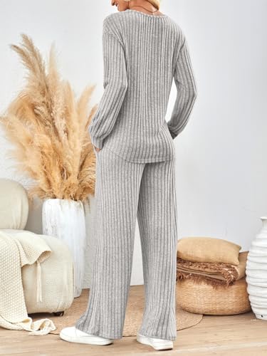 LILLUSORY Matching Lounge Set for Women, 2 Piece Cozy Outfit for Home, Travel, Fall & Winter
