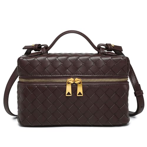 Rejolly Top-Handle Pouch Handbag for Women Woven Leather Vanity Case Designer Crossbody Bag Quiet Luxury Trendy Purse