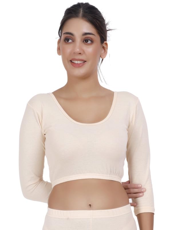 selfcare Women Solid Polycotton Round Neck 3/4 Sleeve Innerwear Thermal Top-picture-38
