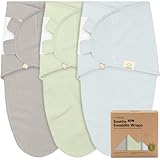 3-Pack Organic Swaddles for Newborns, Baby Sleep Sacks 0-3 Months - Baby Swaddle Wrap, Newborn Wearable Blanket, Infant Sleep Sack for Girls, Boys, Soft & Snug, Large Hook & Loop Closure (Ripple)