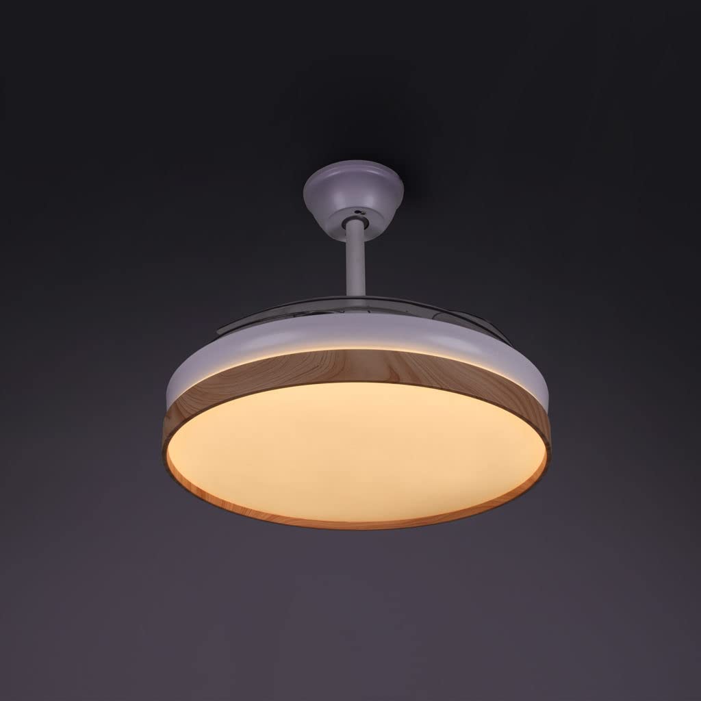 BEL AIR HOME - Ventilatore da Soffitto Cosmos con Motore DC e Pale Dispiegabili - Luce LED 36W 3 Temperature - Telecomando Incluso - Modalità Stagionale, Bianco, Metallo
