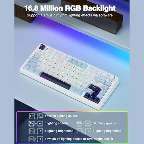 Image of Aula F75 75% Wireless Mechanical Keyboard | Hot Swappable | Pre-lubed Linear Switches | RGB Backlit | 2.4GHz /Type-C /Bluetooth Gaming Keyboard (Ice Blue, Ice Vein Switch)