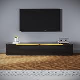 SONNI Porta TV Mobile Basso Soggiorno 180x35x50.5cm, Mobiletto TV Nero, Mobile Sotto TV con illuminazione LED
