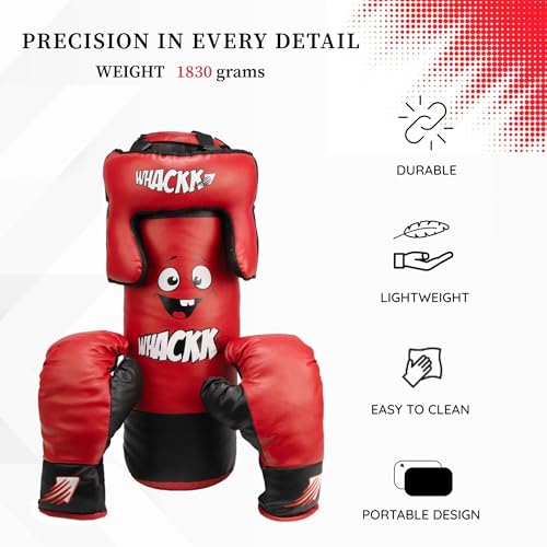 Image of WHACKK Junior Boxing Kit Red | Boxing Set for Kids & Beginners | Lightweight Training Kit for Home Practice, Fitness & Self-Defence, Boys & Girls