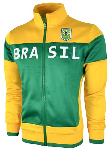 Just 4 Kicks Boy's Brasil Track Jacket, Youth Sizes Brazil Full Zip Sweater Jacket With Zipper Pockets