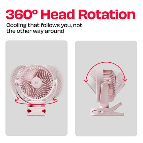 Image of NUUK KLĪP Portable & Rechargeable Clip Fan | 3000mAh Battery | Up to 8 hrs Runtime | Super - silent BLDC Motor | 4 Speed Modes | 360 Manual Head Rotation | Strong 0-55mm Clamp | Type-C Charging
