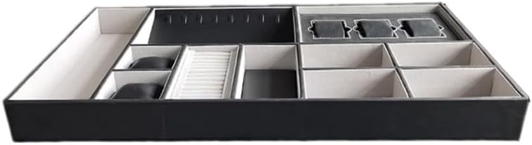 Jewelry Organizer Trays for Drawers, Jewelry Drawer Inserts Container with Dividers, Stackable Necklace Rings Bracelet Display Case Storage(Gray,60x36.2x5.5cm)