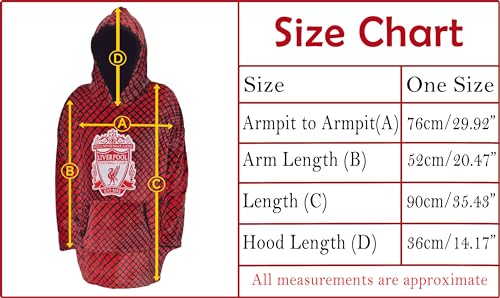 Liverpool F.C. Hoodie Blanket Mesh Oversized Adult loungegown Football Fan Gifts for Men Official Licensed Exclusive One Size Red/Black - Image 5