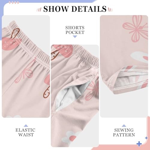 Bunny on Pink Boys Pants Boys Athletic Pants Long Pant for Boywith Pockets Wide-Leg Size 6-14Y4