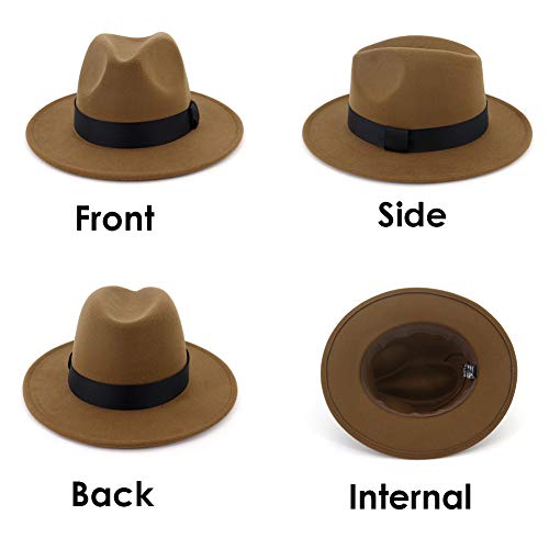 Image of Fedora Hats for Men Wide Brim Panama Hat with Classic Belt