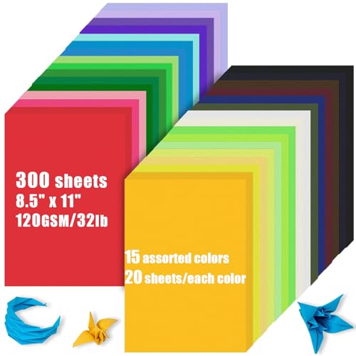 300 Sheets Lightweight Construction Paper, 8.5” x 11” Colored...