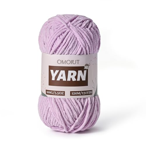 Image of Plush Chenille Chunky Crochet Yarn - Baby Yarn for Crocheting Soft - Velvet Yarns Knitting for Blankets Crafts - Fluffy Amigurumi Yarns 100g / 131yd (Light Purple)