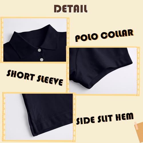 Image of 4 Pack Cotton Girls Polo Shirt Slim Fit for School Uniform Kids Youth Tops