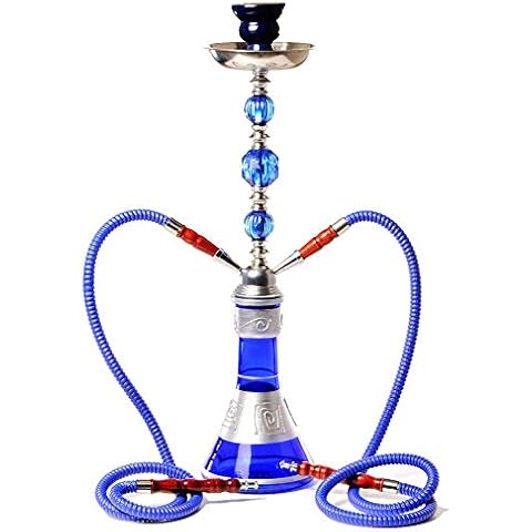 21" Premium 1 or 2 Hose Hookah Complete Set with Everything - Shisha Hookah Glass Vase Water Pipes Cover