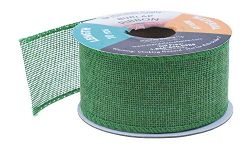Mandala Crafts Wired Burlap Ribbon for Wreath, Crafts, Fall, Holiday, Wedding Decoration, Tree, Gift Wrap, 10 Yards Green 2 Inches