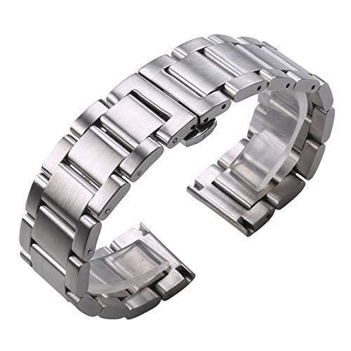 Bracelet de montre en métal argenté 23 mm acier inoxydable