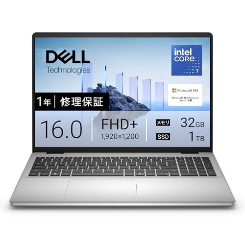 Dell �m�[�g�p�\�R�� Dell 16 DC16251 16�C���` IntelRCore? 7 �v���Z�b�T�[ 150U ������32GB SSD1TB Microsoft 365 Personal(24����)���� Windows 11 Home �v���`�i�V