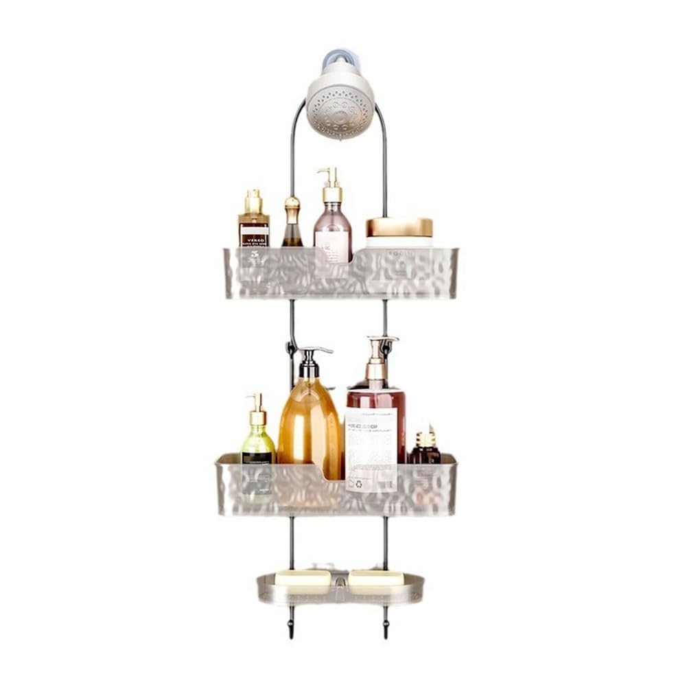 CTRLZS Bathroom Shower Organizer, Hanging Shower Organizer, Three Tier with Soap Holder, Overhead Shower Organizer,