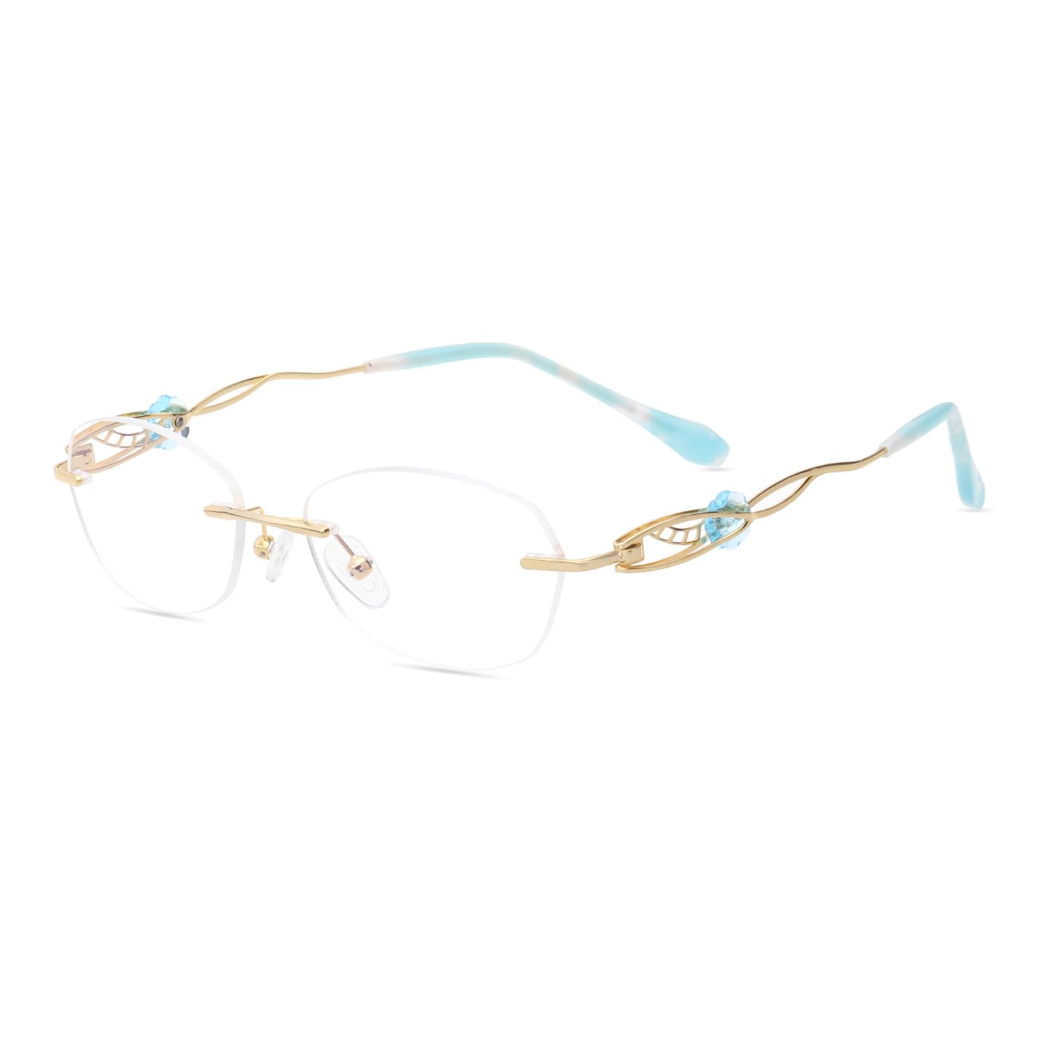 HELES 100% Puro Titanio Lusso Donne Occhiali Da Lettura Anti-riflesso Policarbonato Blu Blocco Della Luce Singola Visione Lettore, Oro, +3.25 Strength