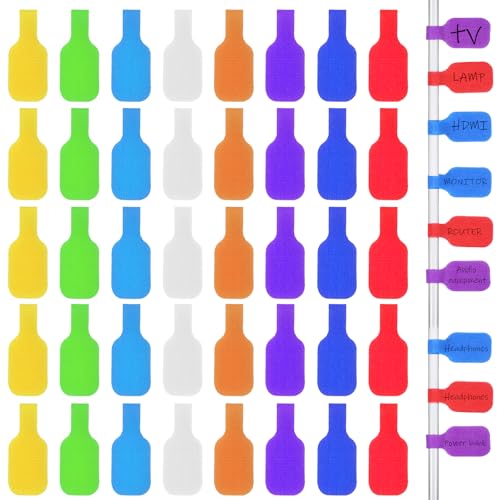 40 etiquetas de cable de 4,5 x 2 cm, etiquetado de cables, reutilizables, para escribir y escribir en cable, etiquetado autoadhesivo, para electrónica para identificar cables