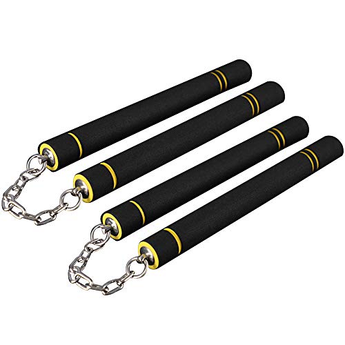 DAILYLIFE Foam Nunchakus, Foam Training Nunchucks for Beginner and Kids, Start Training Today to Become The Martial Artist You Always Want to Be, Classic Black and Yellow, 2 Pack