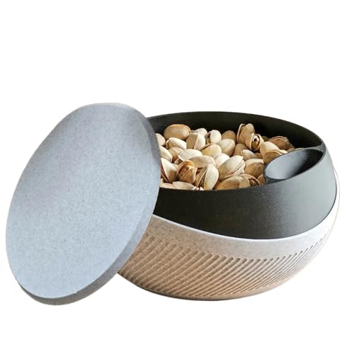 Fuuxtci Cuenco de dos capas para nueces con tapa, recipiente para dulces, recipiente de almacenamiento para aperitivos, fiestas, cocina familiar, alimentos