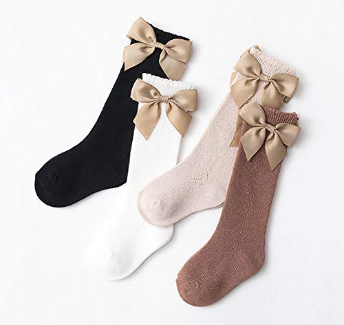CHUNG Toddler Baby Girls Knee Hight Stocking Cotton Socks 0-7Years Solid Color Bowknot Thin Spring Summer2