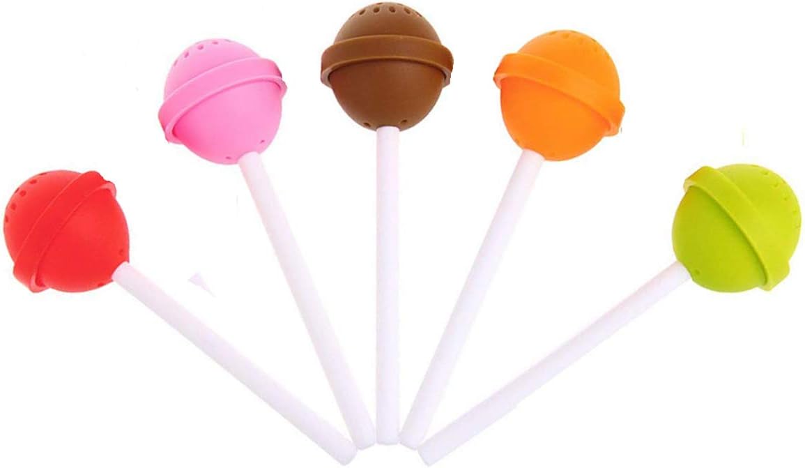 Naranqa 5PCS Cute Lollipop Shape Tea Infuser Creative Silicone Tea Strainer Loose-Leaf Spice Flower Herbal Tea Filter Tea Lover Gift