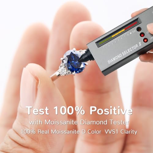 Moissanite Engagement Ring for Women,2.2CTTW Royal Blue VVS1 Clarity Wedding Ring,S925 Sterling Silver with 18K White Gold Plated Anniversary Promise Sapphire Ring for Her Size 4-92