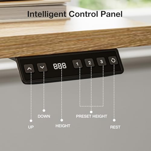 Image of Muvai 59 Inch L Shaped Standing Desk Adjustable Height with Cable Management Tray,Gaming Electric Corner Standing Desk, Sit Stand Computer Table with Reversiable Splice Board,Light Rustic Brown
