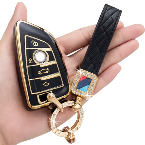 LCWPJWWS for BMW Key Fob Cover,Soft TPU 360 Degree Protection for BMW 2 5 6 7 Series X1 X2 X3 X5 X6 Car Key Shell Case