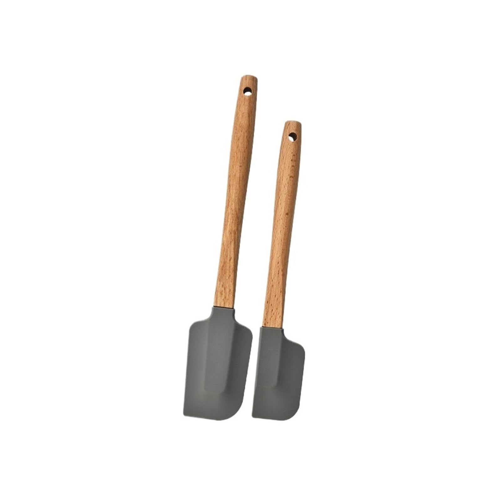 Compatible con 2 unids/set de espátula for crema blanca, batidoras repostería antiadherentes, mango madera, raspador for hornear mantequilla, mezclador pasteles cocina(Grey Round 2Pcs)