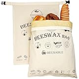 Reusable Beeswax Bread Bags for Sourdough: XL Eco-Friendly Fresh Food Storage (13x17in, 2 Pack) | Moisture Lock, Sustainable Homemade Bread Preservation