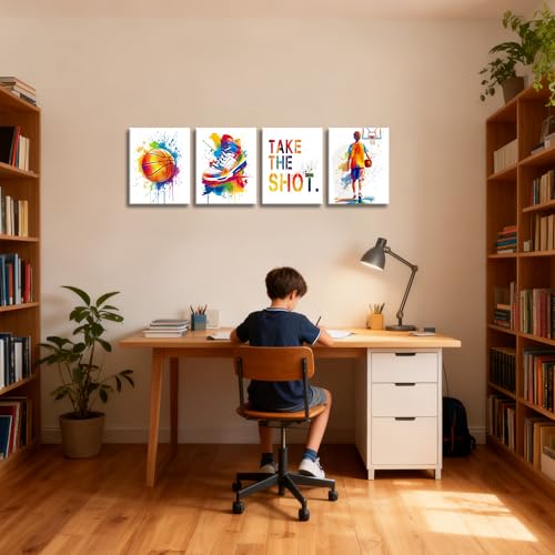 Image of Frimeeme Framed Inspirational Basketball Canvas Wall Art Prints
