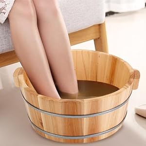 Foot Spa Bucket, 14.2×6.3inch Wooden Foot Bath Basin, Feet Soaking Tub, Pedicure Tub, Foot Basin for Soaking Feet, Massage, Sauna or Spa