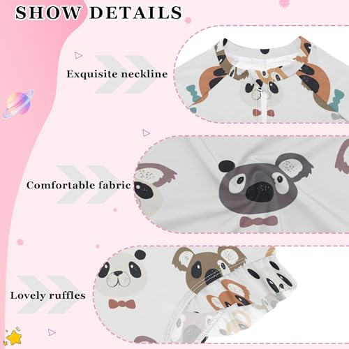 Cute Teddy Bear Girls Long Sleeve Rashguard Swimsuit UV Protection One-Piece Swimwear Bathing Suit B04042314