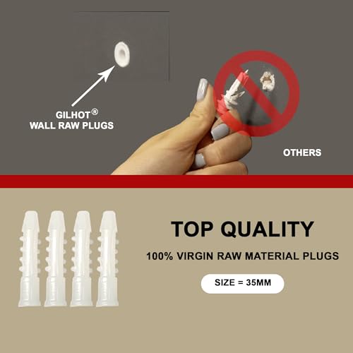 Image of 35mm Wall Plug with Screw - 35 * 8 (1.5 inches) - Combo of Screw and Gitti for Easy Wall Hanging