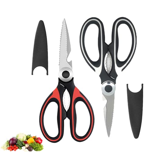 Senshuomy Kitchen Scissors - Heavy Duty Stainless Steel Cutting Shears with Blades Cover -Multipurpose Kitchen Shears for Food