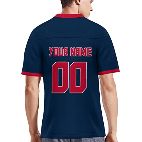Custom Football Jersey Personalized Black Blue Shirts Practice Sports Uniform Fans Gifts For Men Women Youth #TOP5
