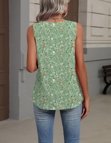 Image of Zeagoo Womens Tank Tops Summer Sleeveless Loose Fit Tops V Neck Pleated Shirts Basic Tees Dressy Casual Trendy Clothes