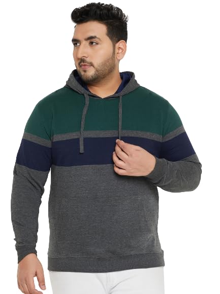 austivo Men's Multi Full Sleeve Striper Hooded Plus Size Sweatshirt-picture-34