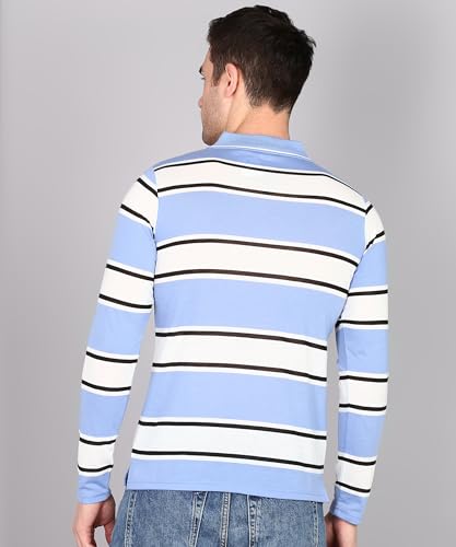 Image of INKKR Polo Neck Full Sleeve Striped Men's Tshirt