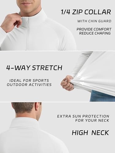 KEFITEVD Men's UPF 50+ Sun Protection Shirts Long Sleeve 1/4 Zip Up T-Shirt Quick Dry UV Fishing Running Rash Guard4
