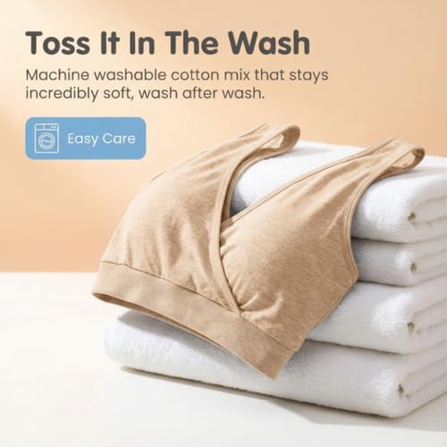 Image of The Mom Store Women's Cotton Maternity and Nursing Sleep Bra Sweat Resistant Convenient Feeding-Combo Pack