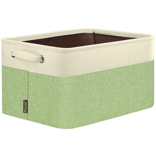 BALEINE 1 Pack Fabric Closet Storage Bins for Shelves, Linen Closet Organizers and Storage, Decorative Baskets for Organizing, Shelf, Clothes, Home, Office (Green, 14''x10''x8.5'')