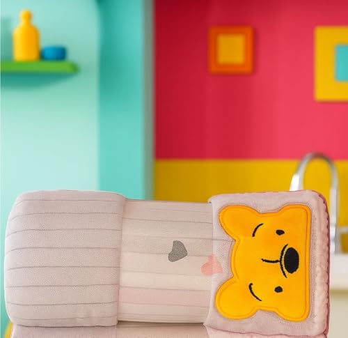 Image of DIVYAM Kids Bath Towel - 425 GSM Soft Microfiber Towel for Newborns, Toddlers & Kids - Lightweight & Absorbent - Bear Print - Grey Color - 120 x 60 CM - Travel Friendly - Set of 1