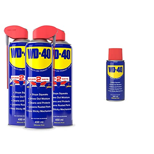 WD-40 Smart Straw Triple Pack 450ml | Multi-Use Lubricant & Corrosion Inhibitor for Home, Garage & Workshop & Multi-Use Product Original Spray Can 100ml