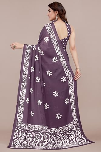 Image of MIRCHI FASHION Saree for Woman Chiffon Batik Printed | Lightweight Daily Wear Women's Office Sari with Blouse Piece (Available in 40 Colours)
